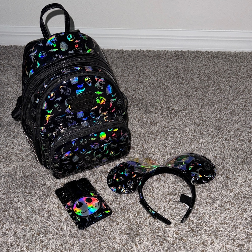 Holographic NBC (nightmare before christmas) loungefly set